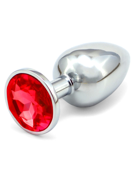 Anální kovový kolík s krystalem , červený