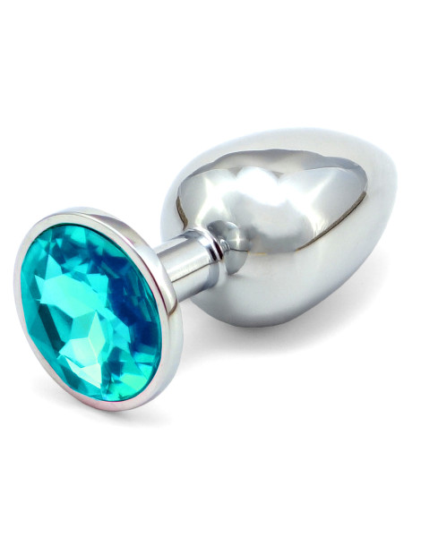 Anální kovový kolík s krystalem , světle modrý
