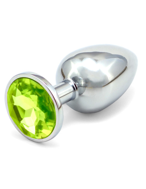 Anální kovový kolík s krystalem , světle zelený