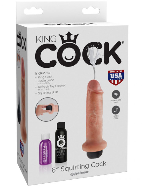 Stříkající realistické dildo King Cock 6"