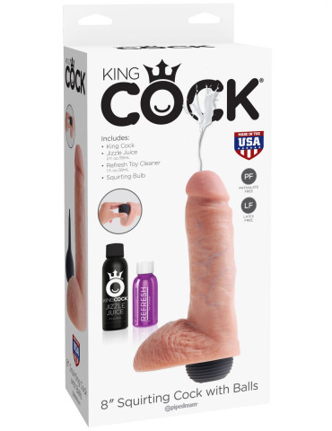 Stříkající realistické dildo s varlaty King Cock 8"