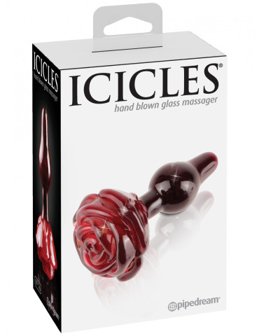 Skleněný anální kolík s ozdobnou růží ICICLES No. 76 , Pipedream