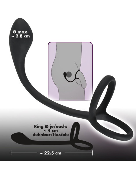 Stimulátor prostaty s kroužky na penis a varlata Black Velvets