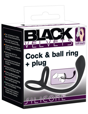 Stimulátor prostaty s kroužky na penis a varlata Black Velvets