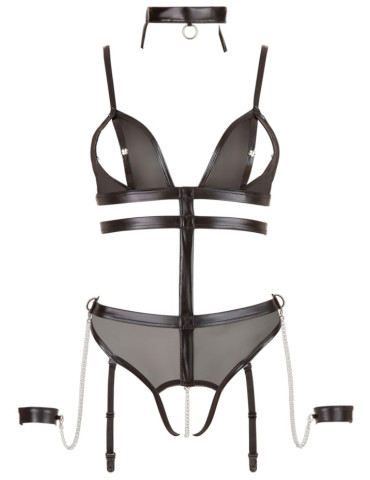 Body s řetízkem v rozkroku + pouta a obojek , BONDAGE Cottelli Collection