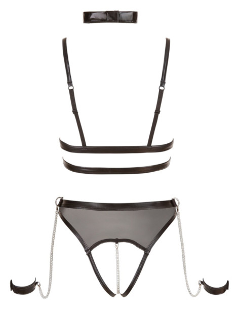 Body s řetízkem v rozkroku + pouta a obojek , BONDAGE Cottelli Collection