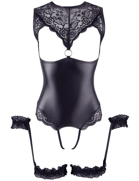 Body s odhalenými ňadry a otevřeným rozkrokem + pouta , BONDAGE Cottelli Collection