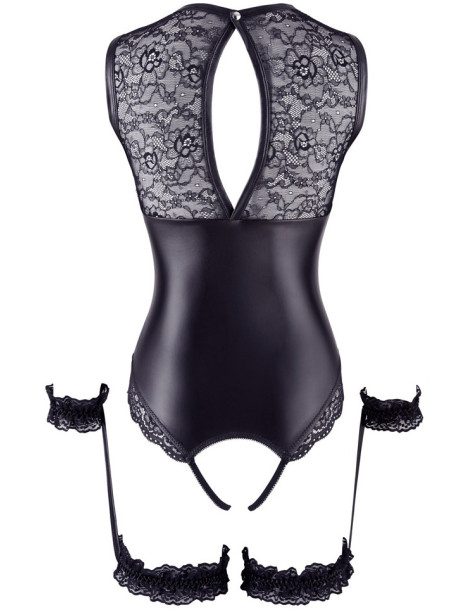 Body s odhalenými ňadry a otevřeným rozkrokem + pouta , BONDAGE Cottelli Collection