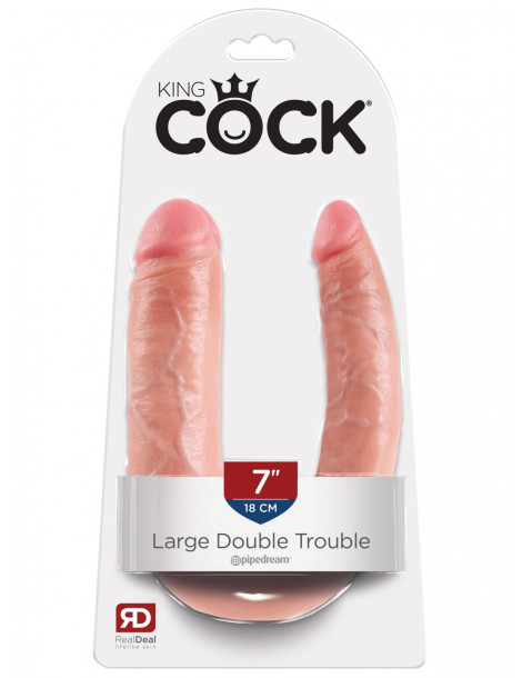 Dvojité realistické dildo Pipedream King Cock Large Double Trouble , 22 cm
