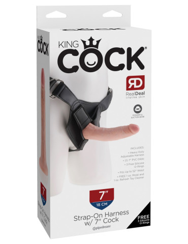 Realistické dildo Pipedream King Cock 7" + postroj Heavy,Duty