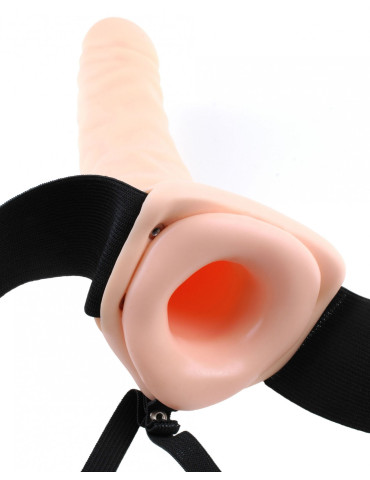Dutý vibrační připínací penis Hollow Strap,On 8" , Fetish Fantasy