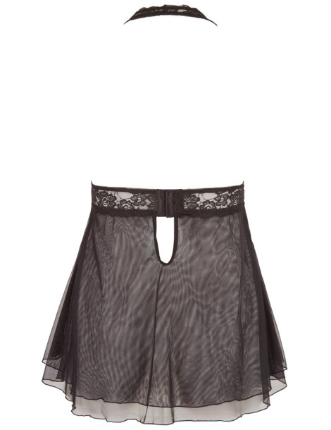 Průsvitný černý babydoll s krajkou a průstřihy na prsou , Cottelli Collection