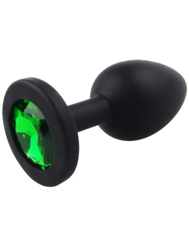 Malý anální kolík ze silikonu se šperkem , tmavě zelený