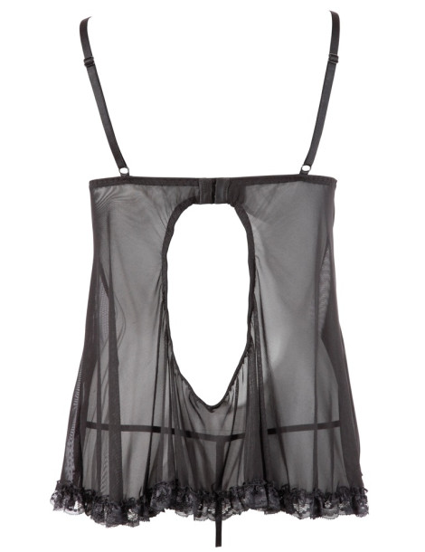Lehký průsvitný babydoll s průstřihy na prsou + tanga , Cottelli Collection