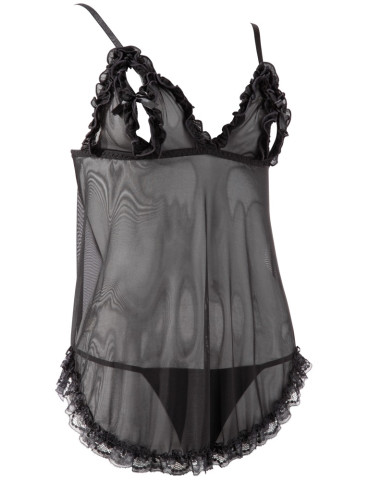 Lehký průsvitný babydoll s průstřihy na prsou + tanga , Cottelli Collection