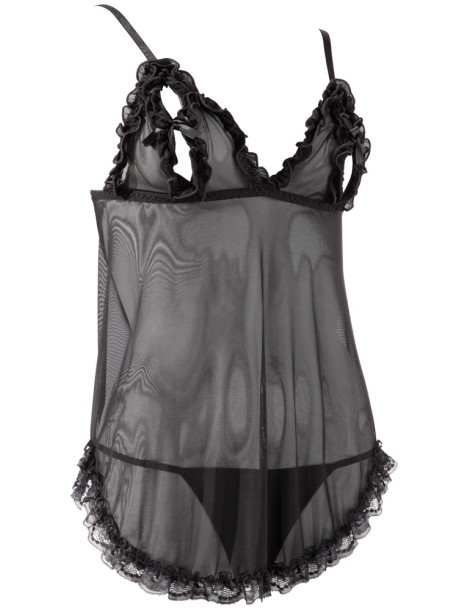 Lehký průsvitný babydoll s průstřihy na prsou + tanga , Cottelli Collection