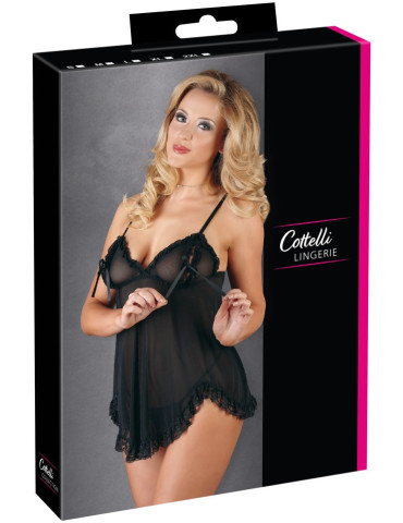 Lehký průsvitný babydoll s průstřihy na prsou + tanga , Cottelli Collection