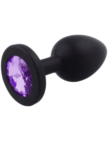 Malý anální kolík ze silikonu se šperkem , světle fialový