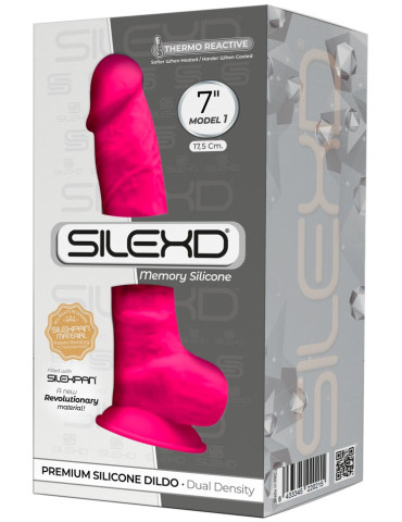 Růžové realistické dildo SILEXD Model 1 , z paměťového silikonu