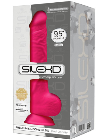 Růžové realistické dildo SILEXD Model 3 , z paměťového silikonu