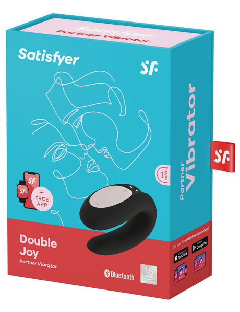 Vibrátor pro páry ovládaný mobilem Double Joy, černý – Satisfyer