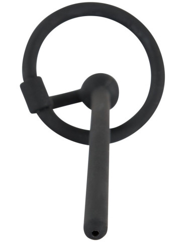 Silikonový dutý dilatátor Piss Play , s kroužkem za žalud a zátkou, 6 mm