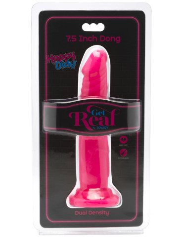 Růžové realistické dildo s přísavkou Happy Dicks 7.5" , ToyJoy