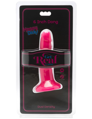 Růžové realistické dildo s přísavkou Happy Dicks 6" , ToyJoy