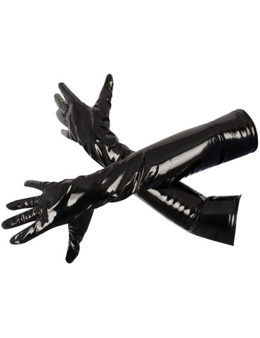 Lakované rukavice s elastickými vsadkami , Black Level
