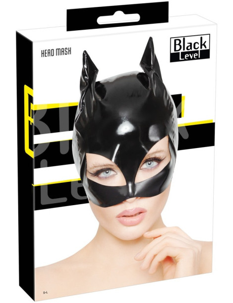 Lakovaná maska s kočičími oušky , Black Level