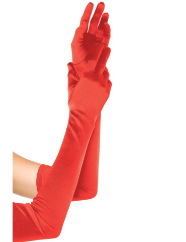 Červené saténové rukavice, Leg Avenue (dlhé)