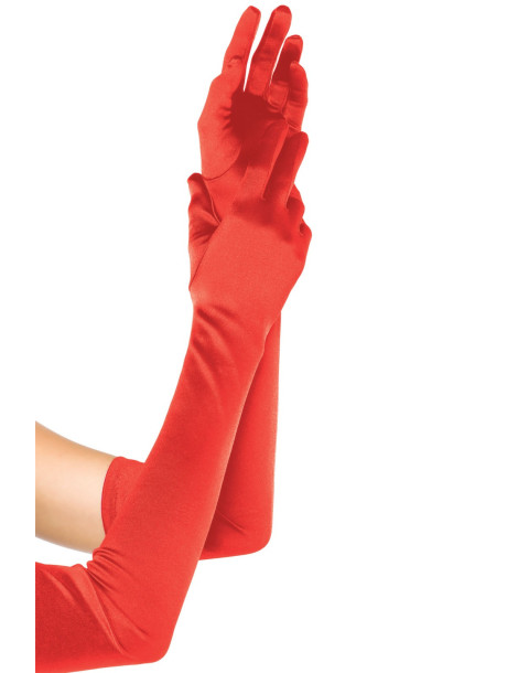 Červené saténové rukavice , Leg Avenue (dlouhé)