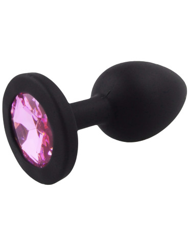 Malý análny kolík zo silikónu so šperkom, svetlo ružový