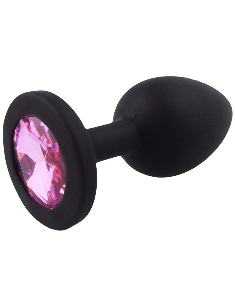Malý anální kolík ze silikonu se šperkem , světle růžový