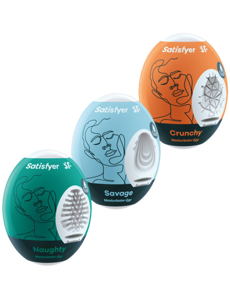 Sada masturbačních vajíček Naughty, Savage, Crunchy , Satisfyer (3 ks)