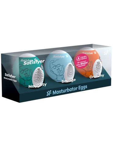 Sada masturbačních vajíček Naughty, Savage, Crunchy , Satisfyer (3 ks)