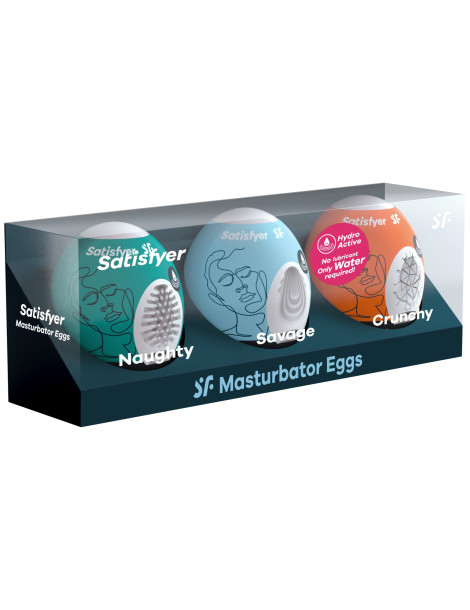 Sada masturbačních vajíček Naughty, Savage, Crunchy , Satisfyer (3 ks)