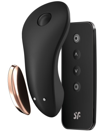 Vibrátor do kalhotek + dálkový ovladač a ovládání mobilem Little Secret , Satisfyer