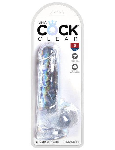 Realistické dildo s přísavkou King Cock Clear 6" , Pipedream