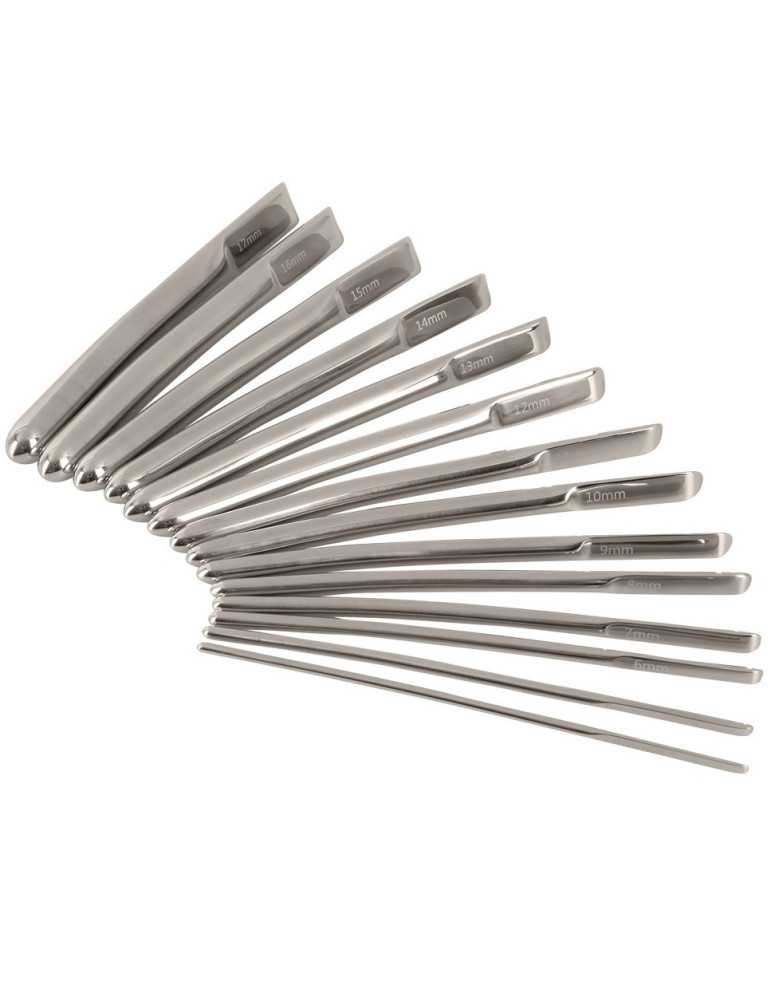 Set nerezových dilatátorů, 14 ks (4 – 17 mm) , Penisplug