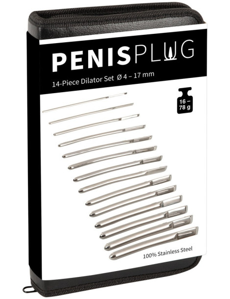Set nerezových dilatátorů, 14 ks (4 – 17 mm) , Penisplug