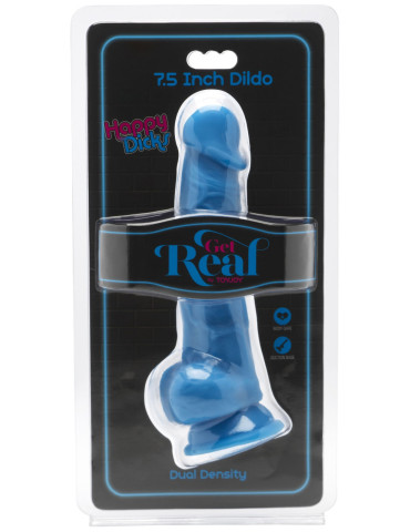 Modré realistické dildo s přísavkou Happy Dicks 7.5" , TOYJOY