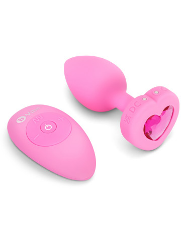 Vibrační anální kolík se srdíčkem a dálkovým ovladačem Pink Topaz S/M , B,Vibe