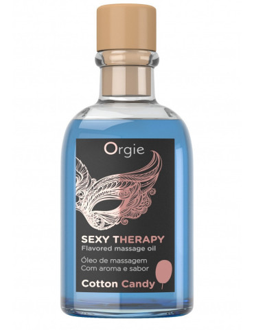 Slíbatelný masážní olej + peříčko Sexy Therapy Cotton Candy , Orgie