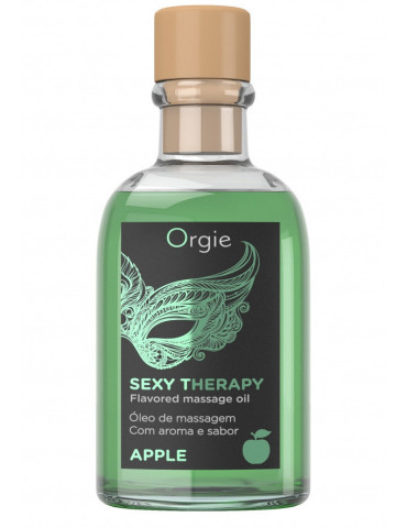 Slíbatelný masážní olej + peříčko Sexy Therapy Apple , Orgie