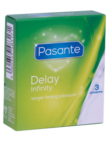 Kondomy pro oddálení ejakulace Delay Infinity (3 ks) , Pasante