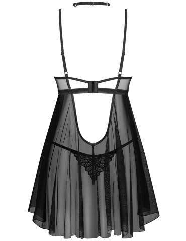 Průsvitný babydoll s tangy a ozdobným obojkem Donarella , Obsessive