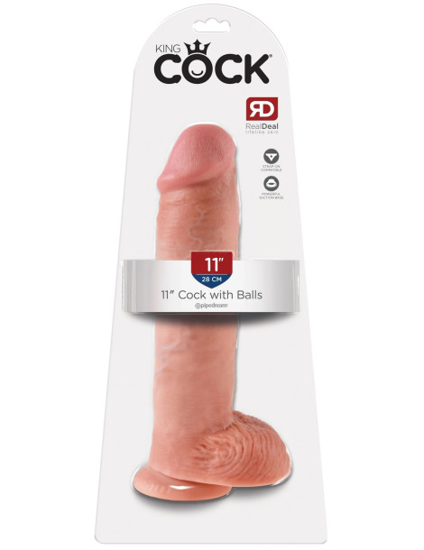 Realistické dildo s varlaty King Cock 11" , Pipedream (28 cm)