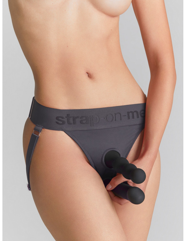 Strapon tanga se 2 O,kroužky Unique , Strap,On,Me (grey)