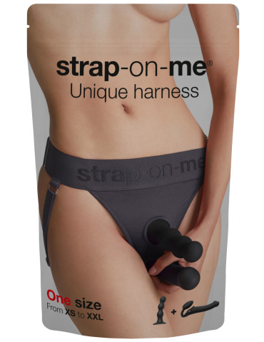 Strapon tanga se 2 O,kroužky Unique , Strap,On,Me (grey)